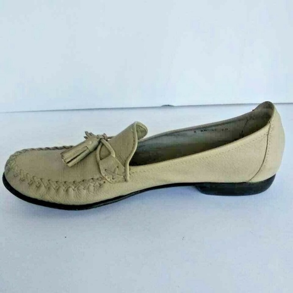 Cole Haan Leather Tassel Loafers Moc Toe Ivory Bei - Picture 3 of 6